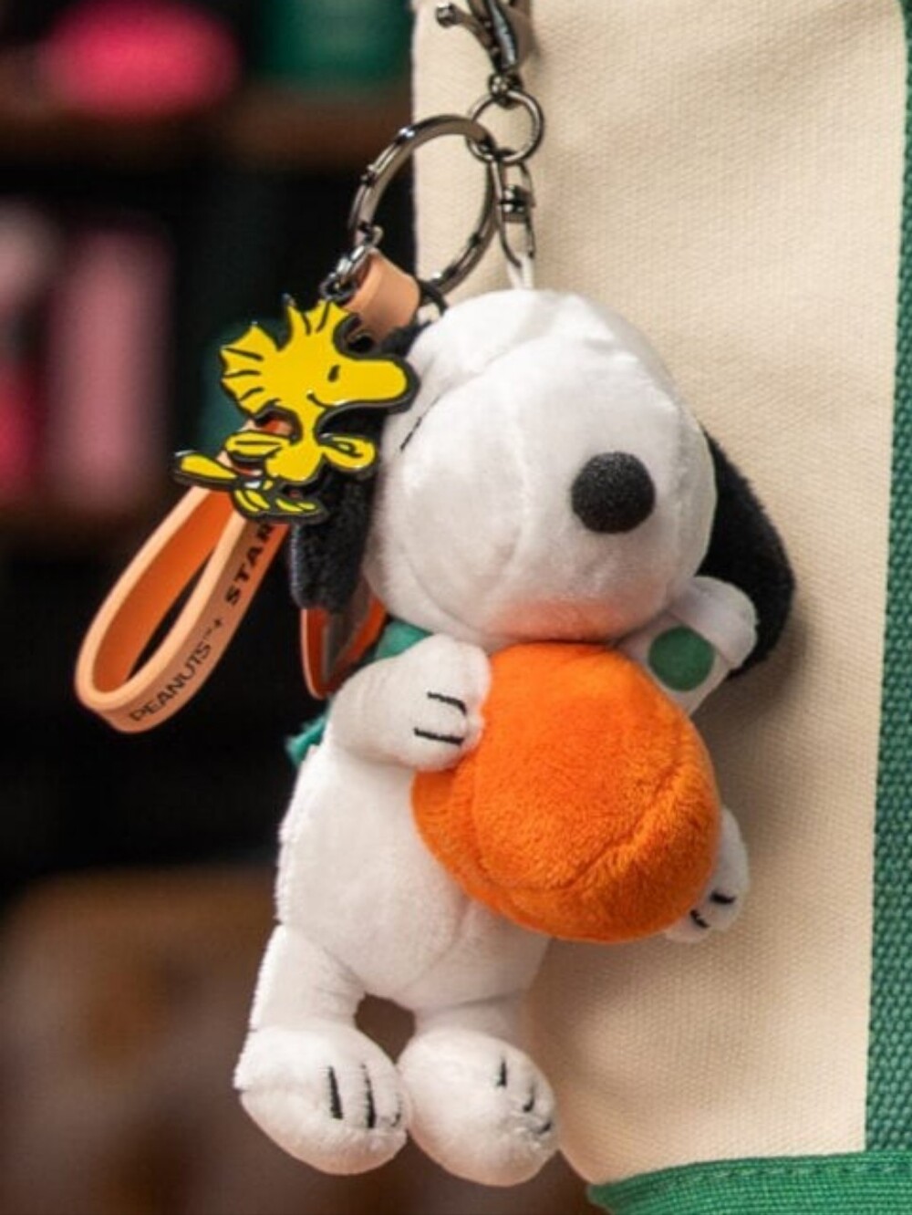 Starbucks Plush Snoopy Keychain Bag Charm - White, Black & Orange